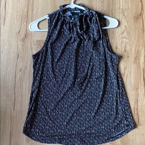 Black white bow tie tank top Business blouse Small